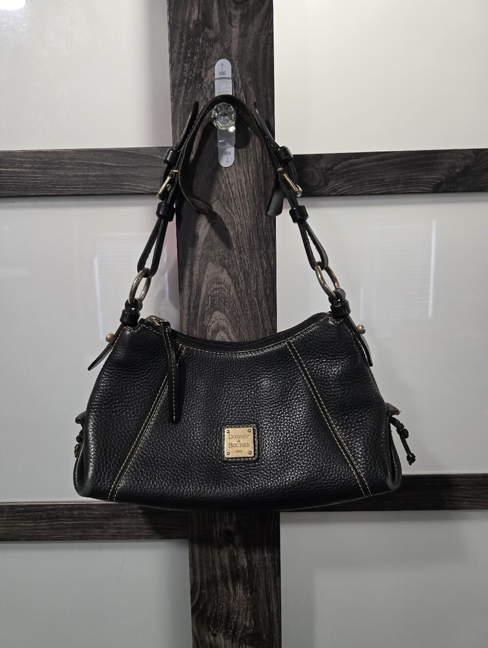Dooney & Bourke East West Slouch Shoulder Bag Pebble Black Leather